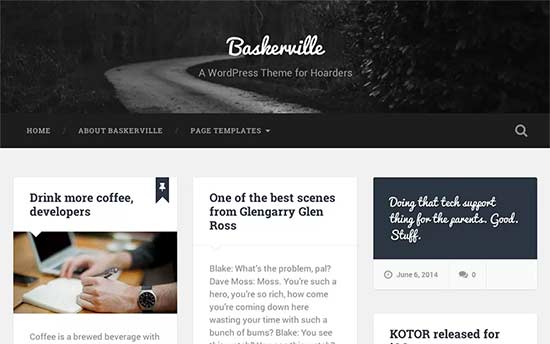 wordpress template free responsive baskerville